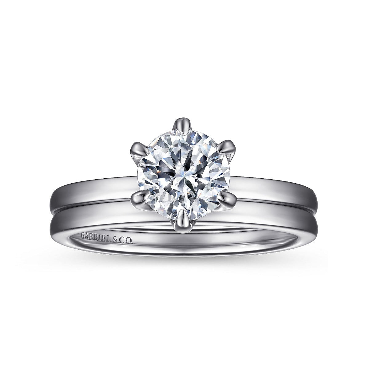 Emma - 14K White Gold Round Solitaire Semi-Mount Ring