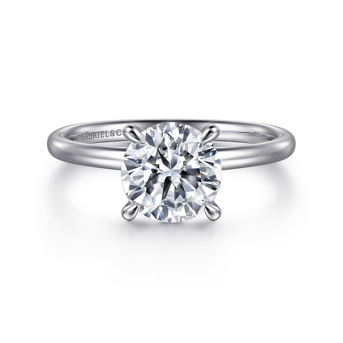 Elia - 14K White Gold Solitaire Round Semi-Mount Ring