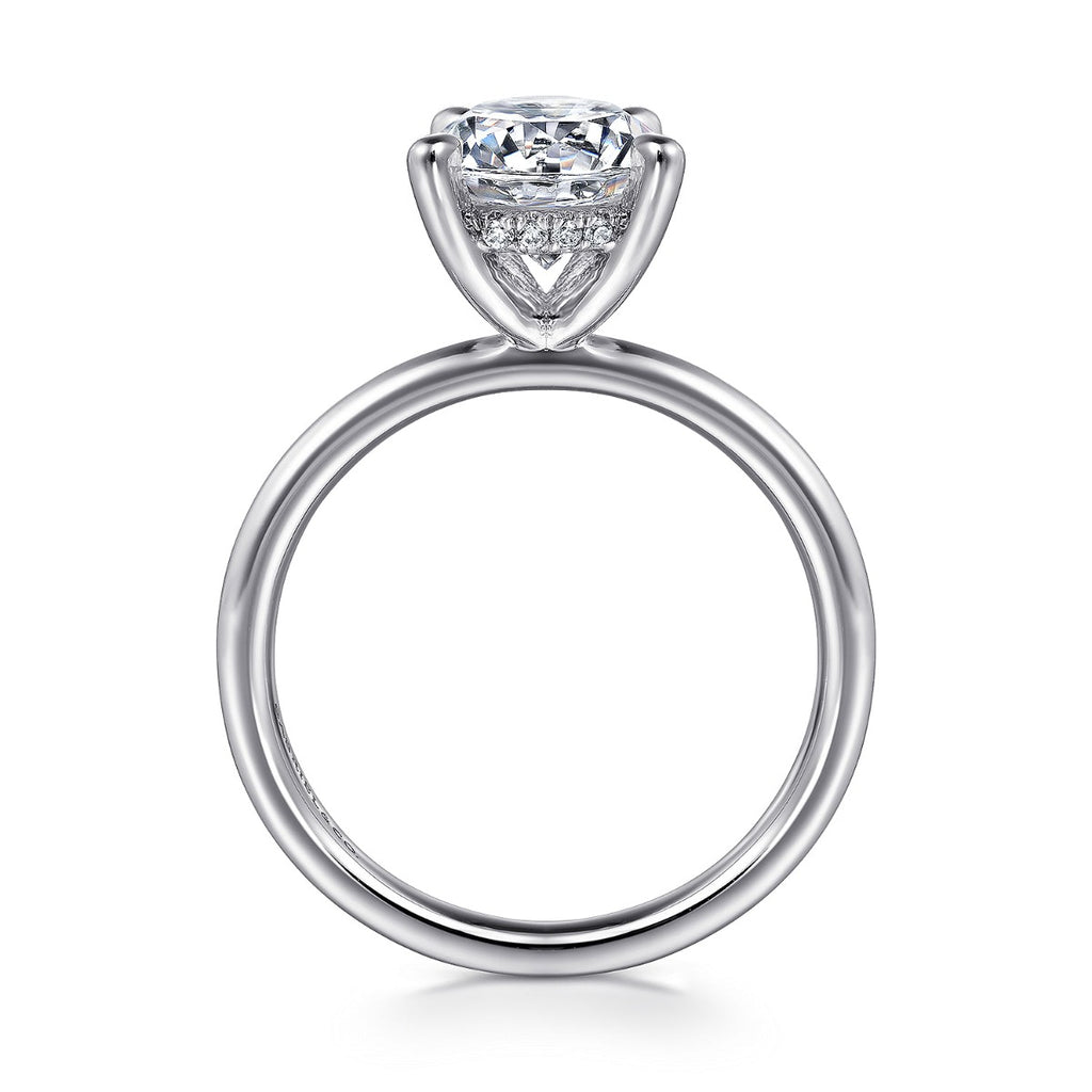 Elia - 14K White Gold Solitaire Round Semi-Mount Ring