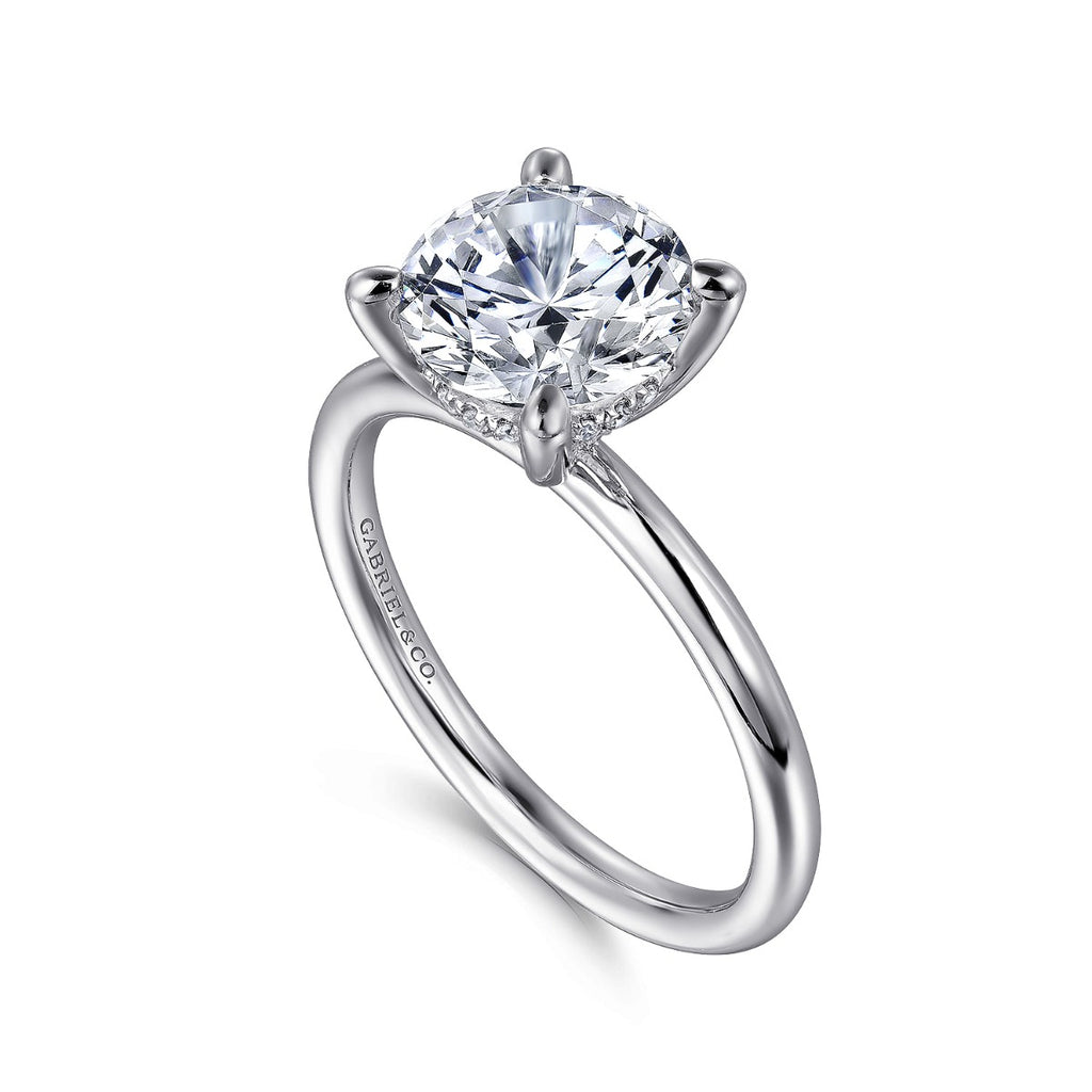 Elia - 14K White Gold Solitaire Round Semi-Mount Ring