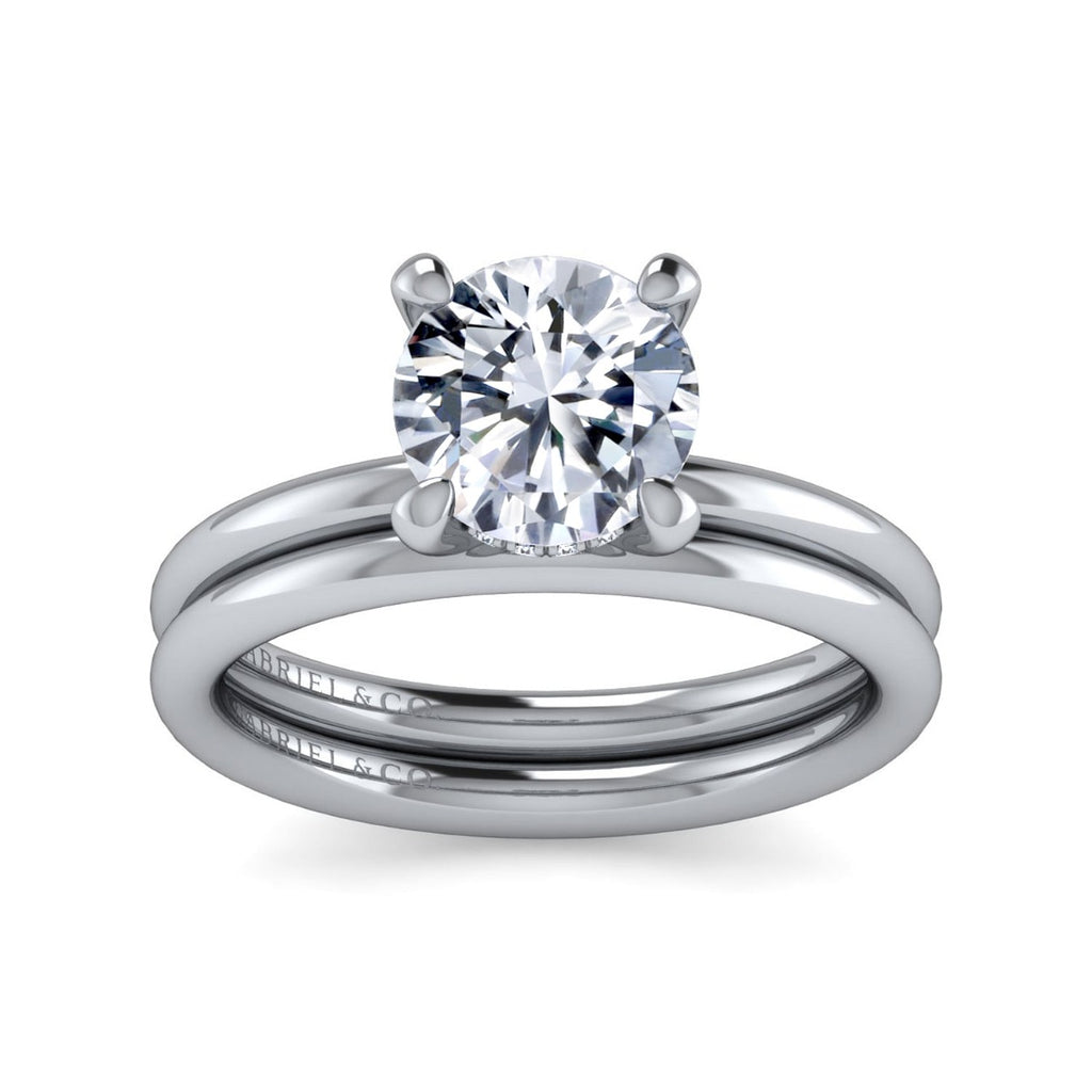 Elia - 14K White Gold Solitaire Round Semi-Mount Ring