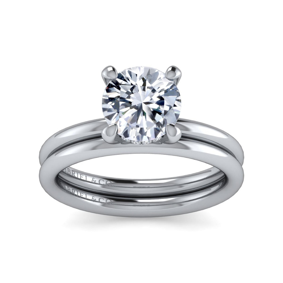 Elia - 14K White Gold Solitaire Round Semi-Mount Ring
