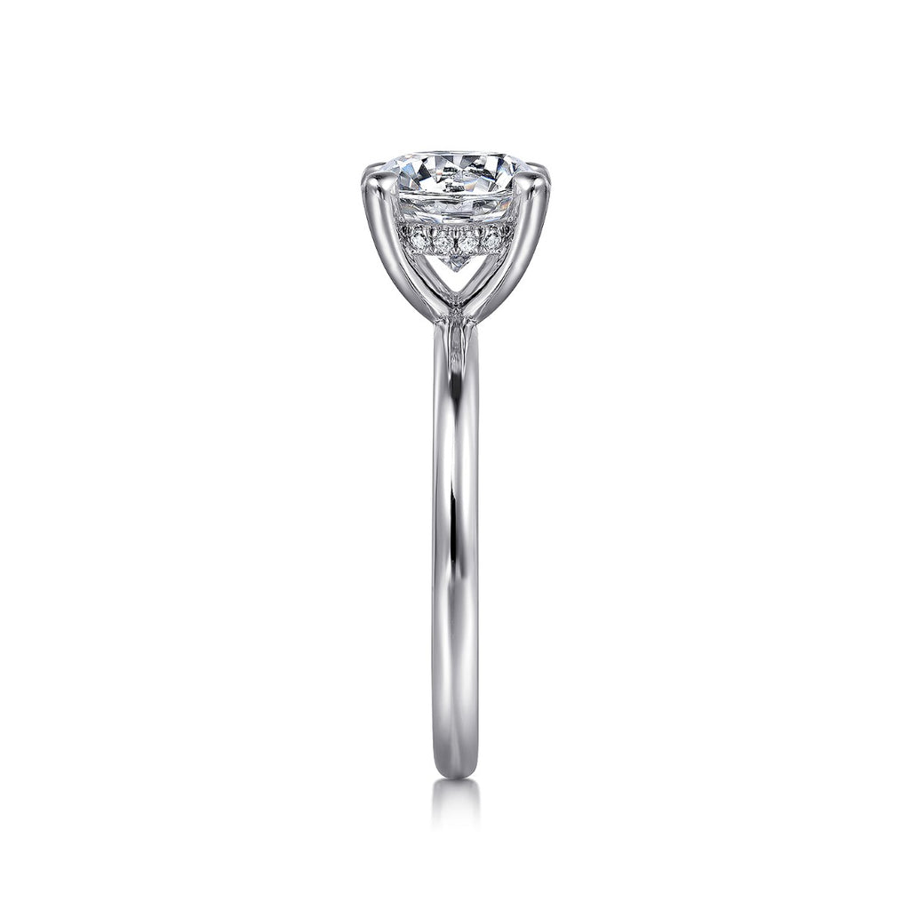 Elia - 14K White Gold Solitaire Round Semi-Mount Ring