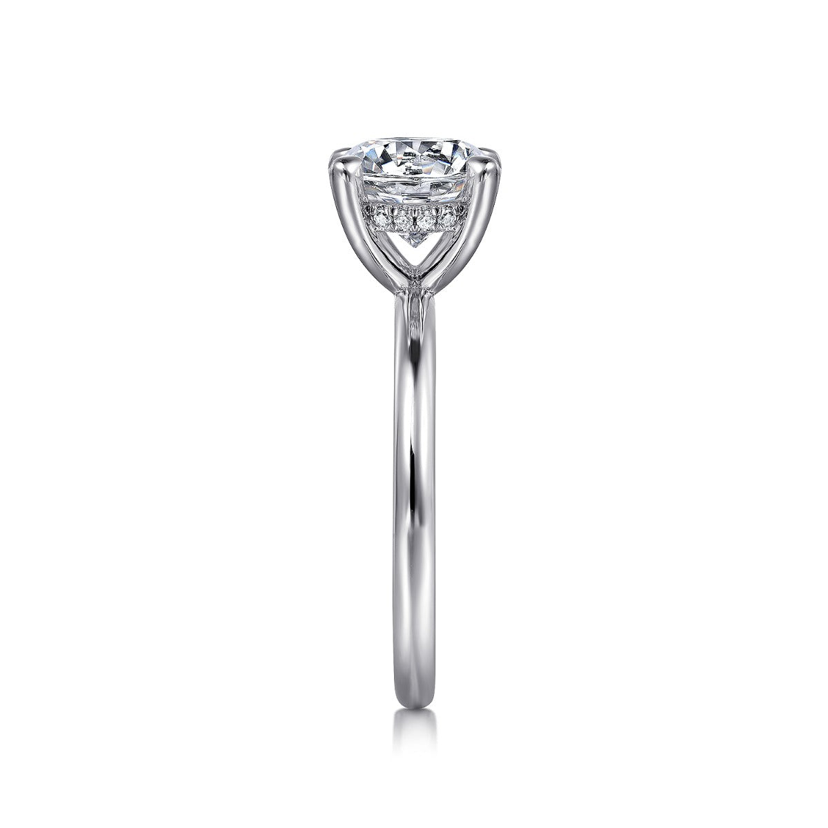 Elia - 14K White Gold Solitaire Round Semi-Mount Ring