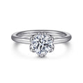 Kamera - 14K White Gold Round Solitaire Semi-Mount Ring