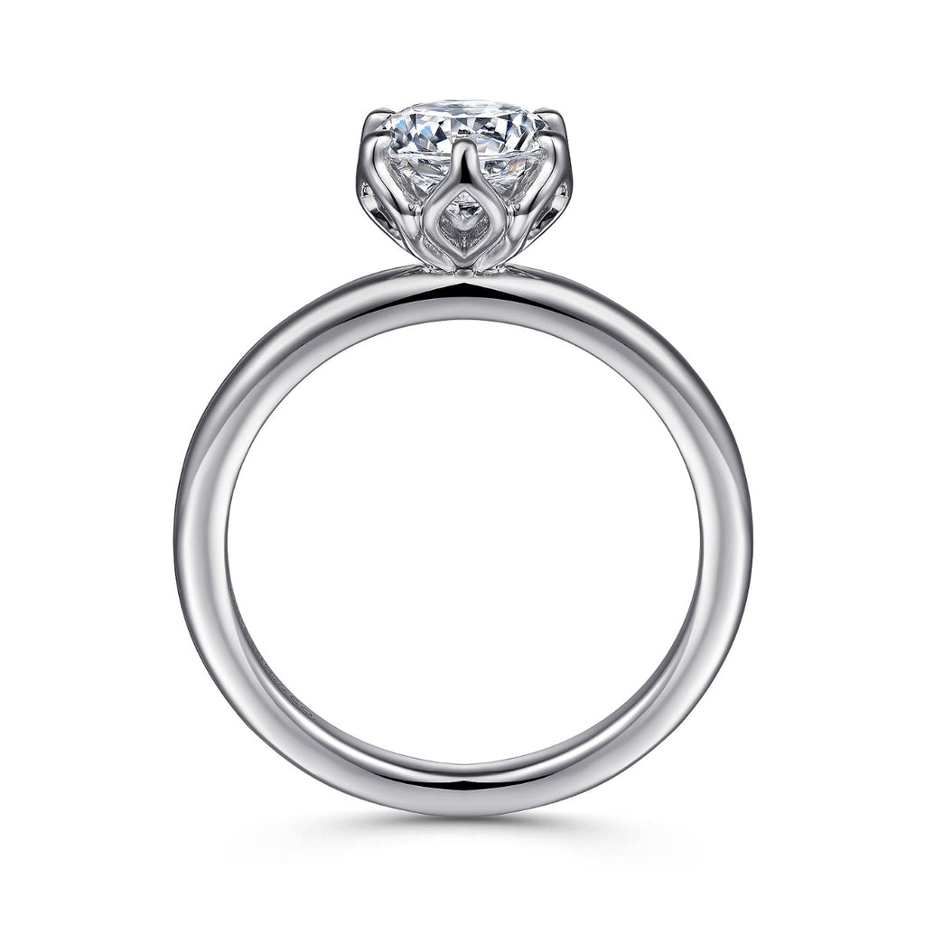 Kamera - 14K White Gold Round Solitaire Semi-Mount Ring
