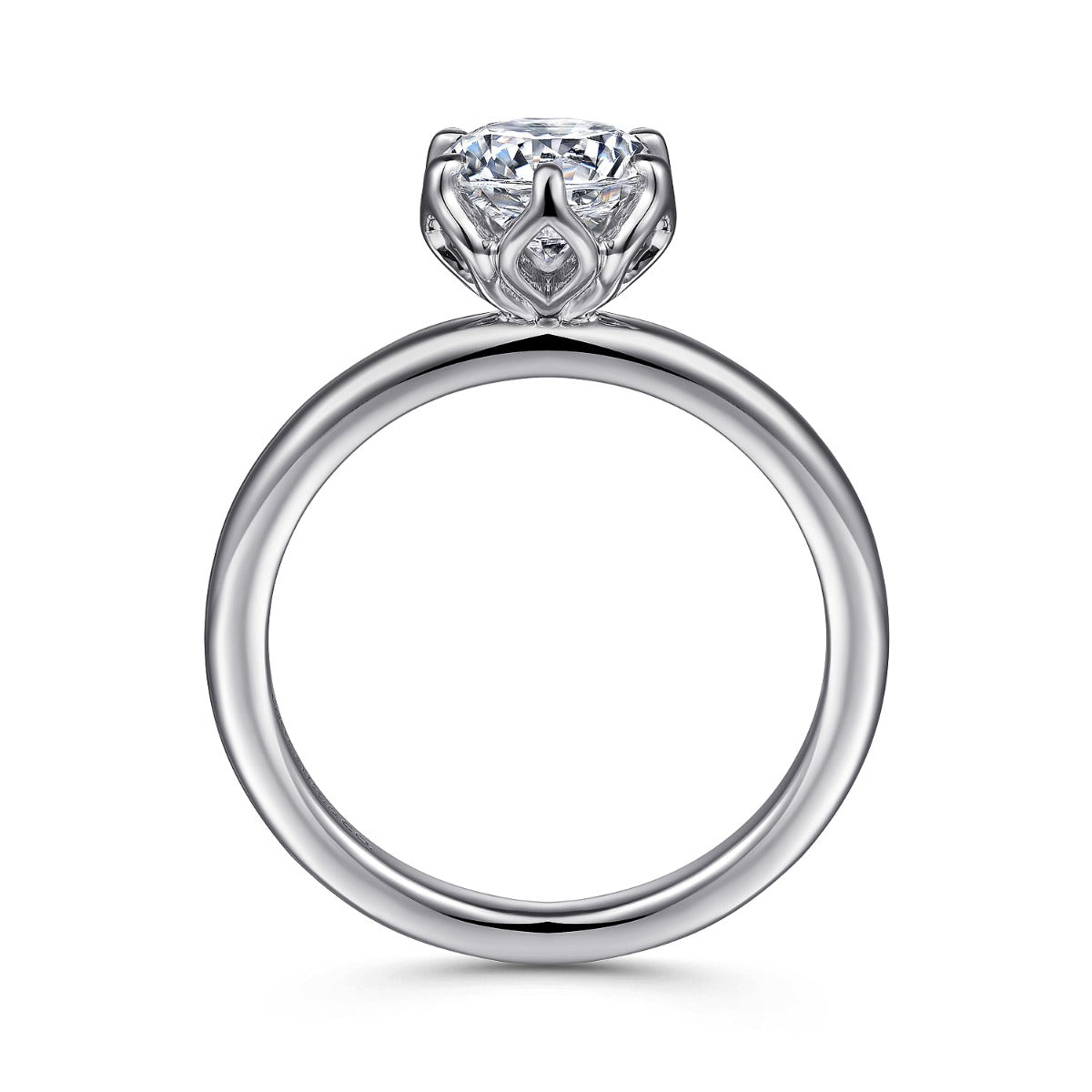 Kamera - 14K White Gold Round Solitaire Semi-Mount Ring