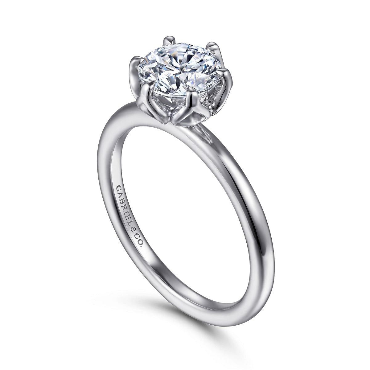 Kamera - 14K White Gold Round Solitaire Semi-Mount Ring