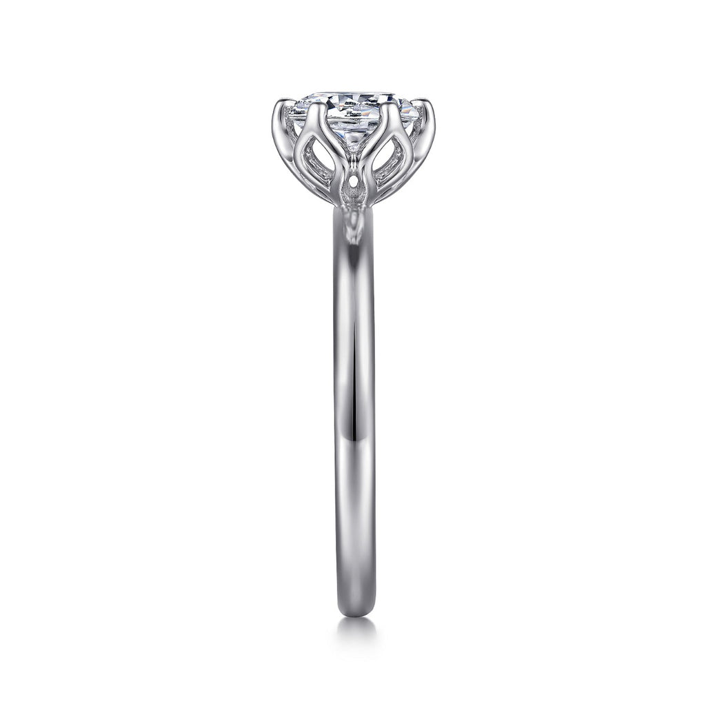 Kamera - 14K White Gold Round Solitaire Semi-Mount Ring