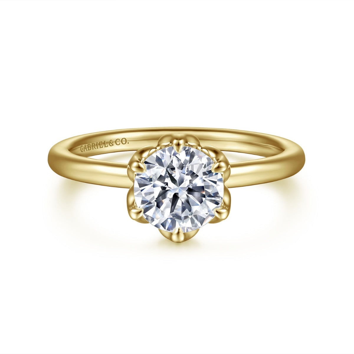 Kamera - 14K Yellow Gold Round Solitaire Semi-Mount Ring