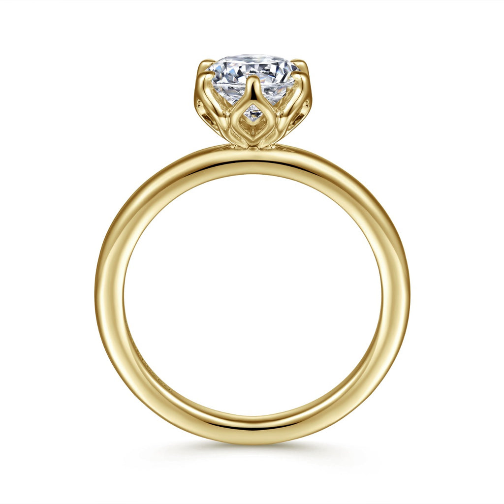 Kamera - 14K Yellow Gold Round Solitaire Semi-Mount Ring