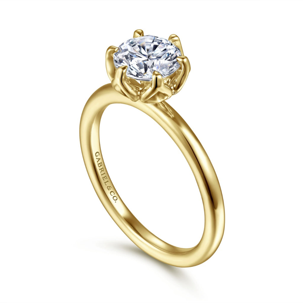 Kamera - 14K Yellow Gold Round Solitaire Semi-Mount Ring