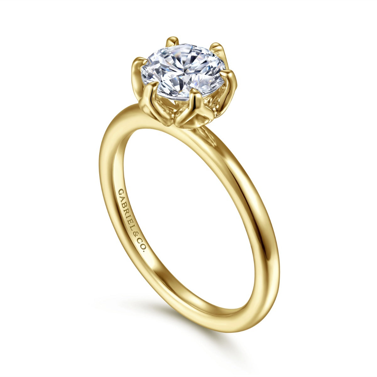 Kamera - 14K Yellow Gold Round Solitaire Semi-Mount Ring