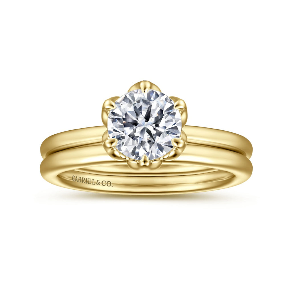 Kamera - 14K Yellow Gold Round Solitaire Semi-Mount Ring