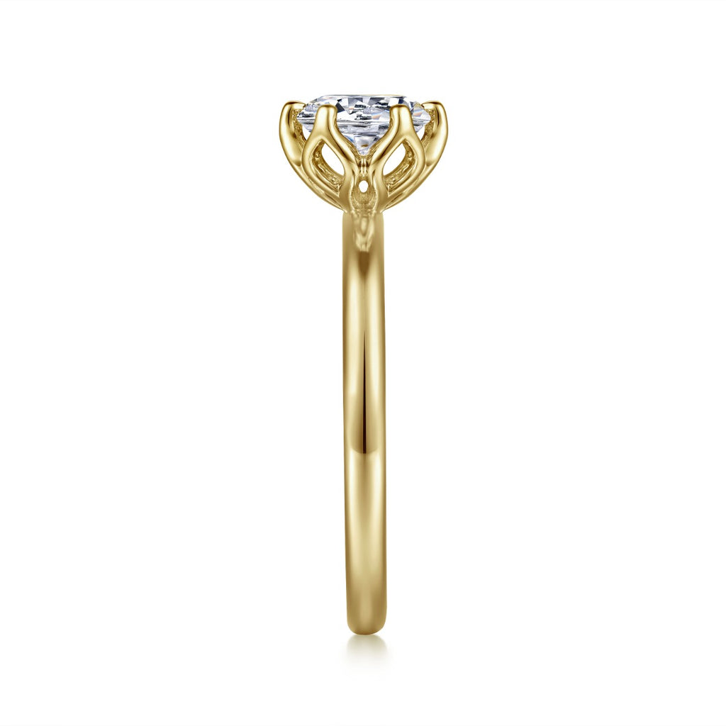 Kamera - 14K Yellow Gold Round Solitaire Semi-Mount Ring