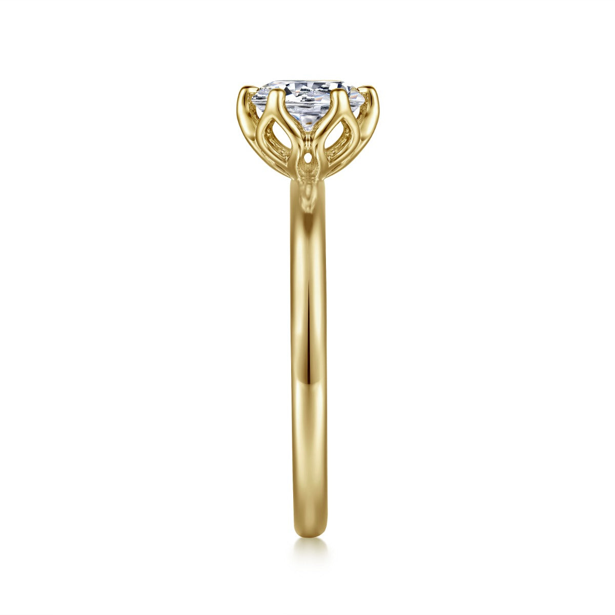 Kamera - 14K Yellow Gold Round Solitaire Semi-Mount Ring