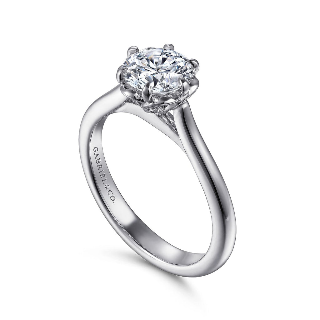 Tiona - 14K White Gold Round Diamond Semi-Mount Ring