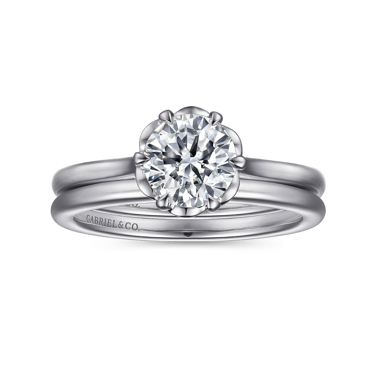 Tiona - 14K White Gold Round Diamond Semi-Mount Ring