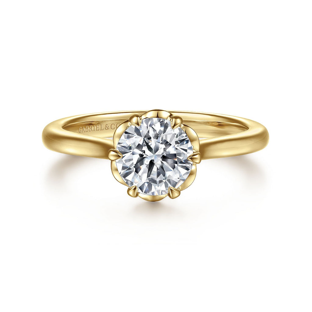 Tiona - 14K Yellow Gold Round Diamond Semi-Mount Ring