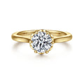Tiona - 14K Yellow Gold Round Diamond Semi-Mount Ring