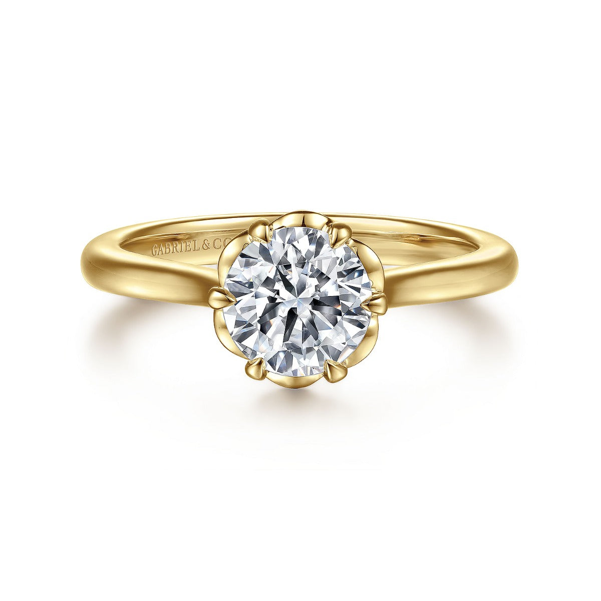 Tiona - 14K Yellow Gold Round Diamond Semi-Mount Ring