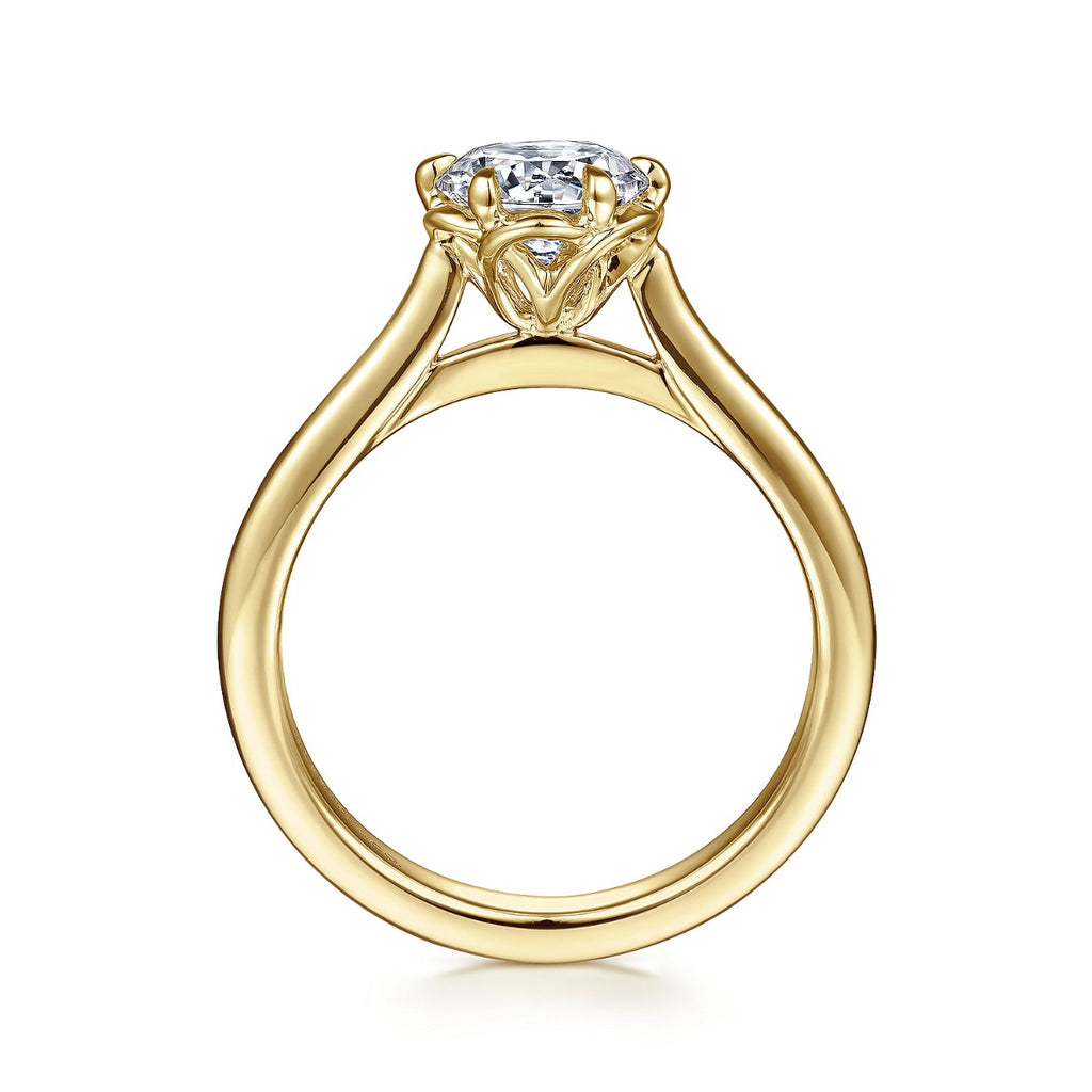 Tiona - 14K Yellow Gold Round Diamond Semi-Mount Ring