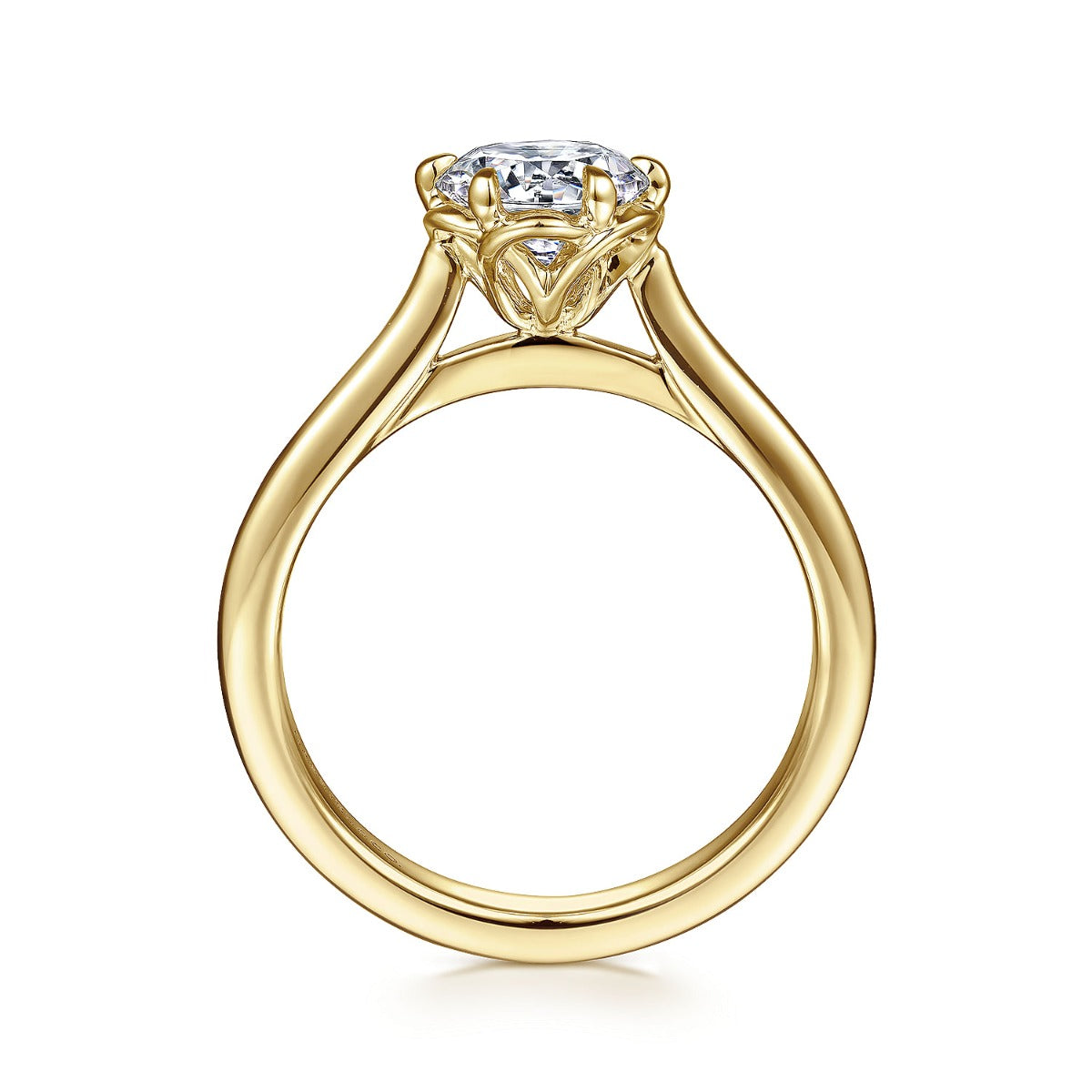 Tiona - 14K Yellow Gold Round Diamond Semi-Mount Ring