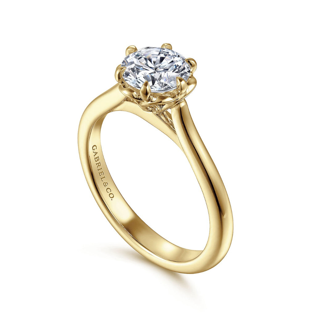 Tiona - 14K Yellow Gold Round Diamond Semi-Mount Ring