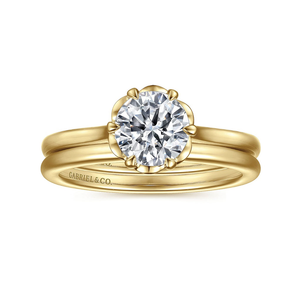 Tiona - 14K Yellow Gold Round Diamond Semi-Mount Ring