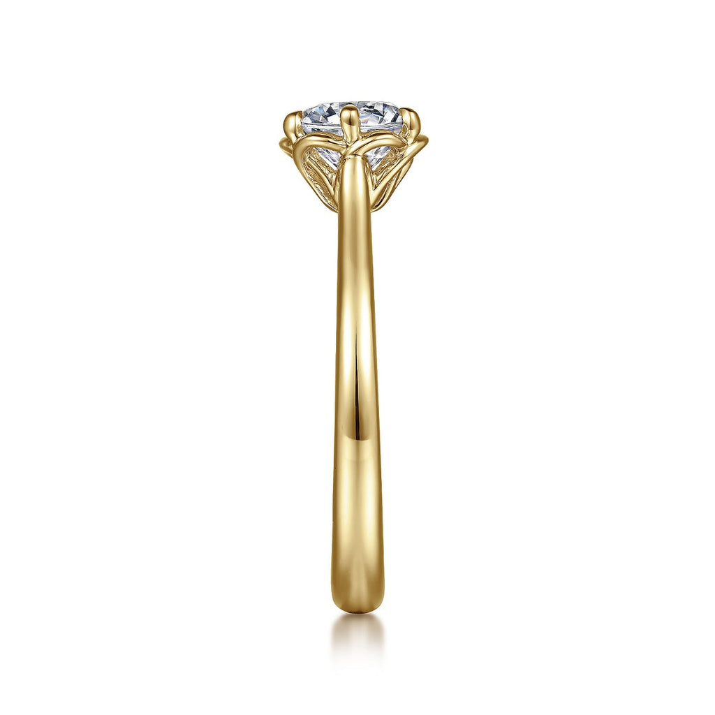 Tiona - 14K Yellow Gold Round Diamond Semi-Mount Ring