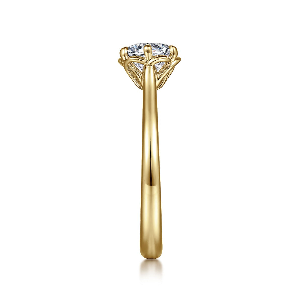 Tiona - 14K Yellow Gold Round Diamond Semi-Mount Ring