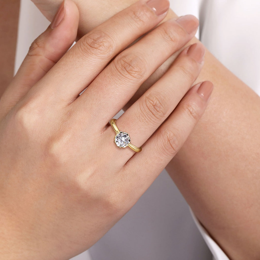 Tiona - 14K Yellow Gold Round Diamond Semi-Mount Ring