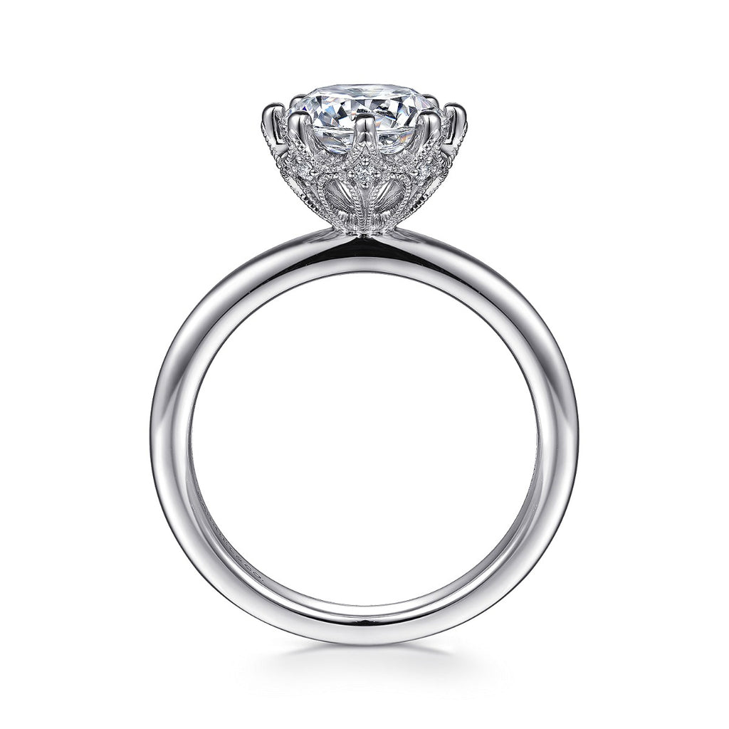 Liona - 14K White Gold Round Solitaire Semi-Mount Ring