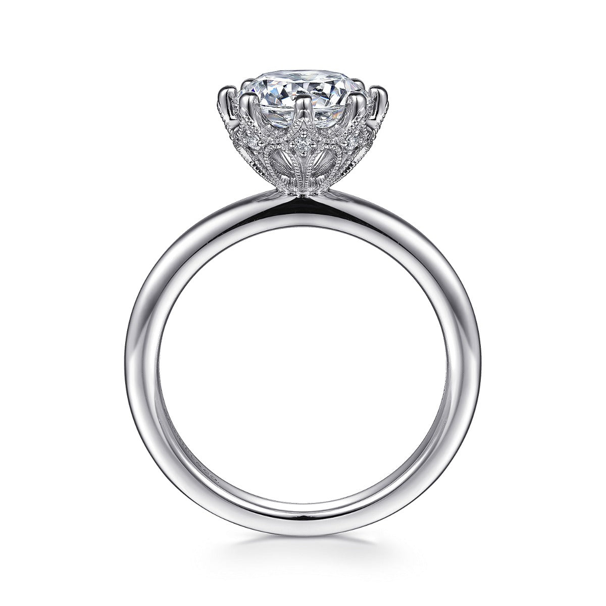 Liona - 14K White Gold Round Solitaire Semi-Mount Ring