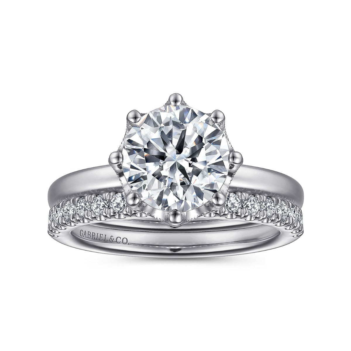Liona - 14K White Gold Round Solitaire Semi-Mount Ring