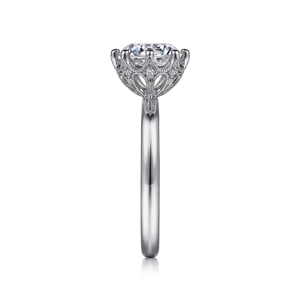 Liona - 14K White Gold Round Solitaire Semi-Mount Ring