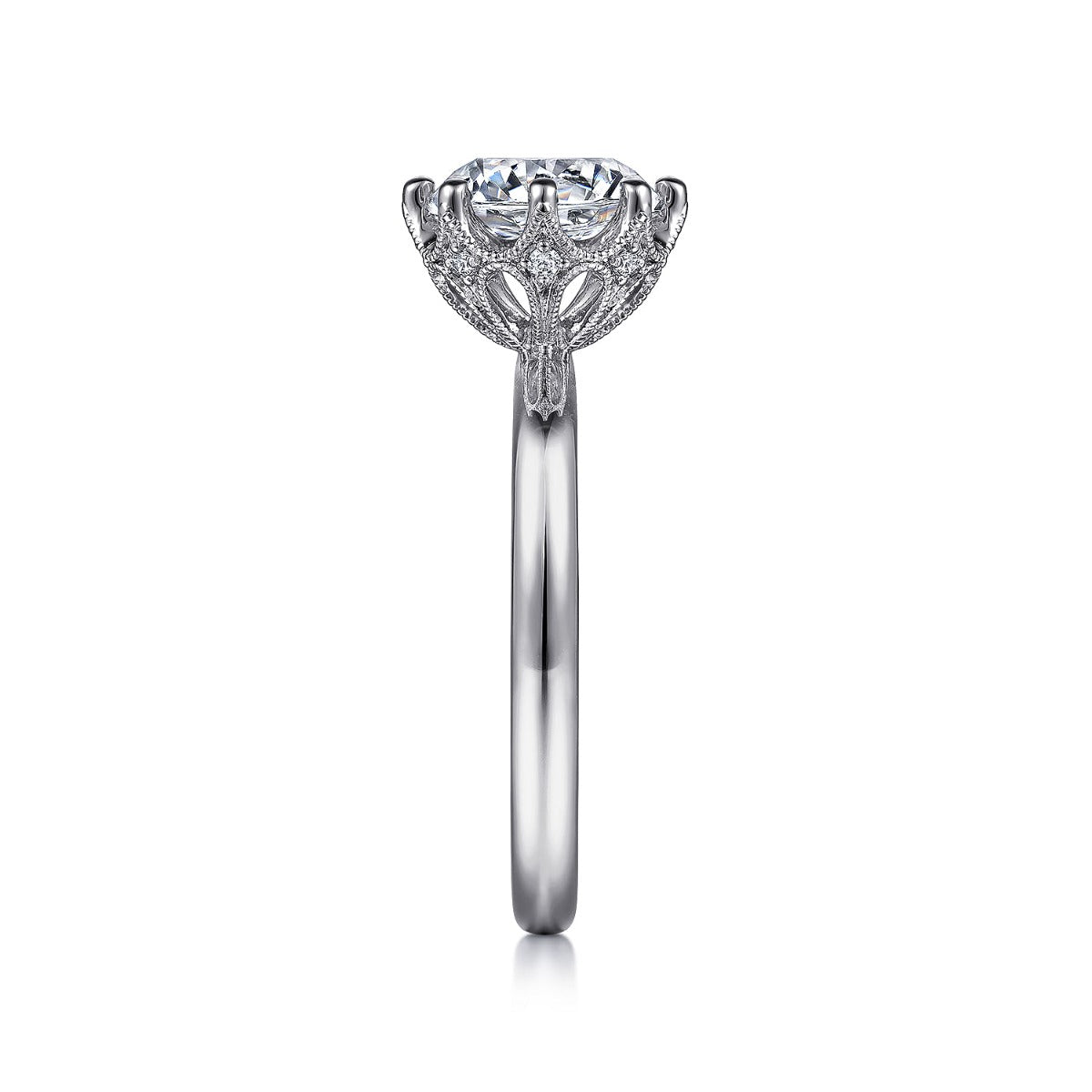 Liona - 14K White Gold Round Solitaire Semi-Mount Ring