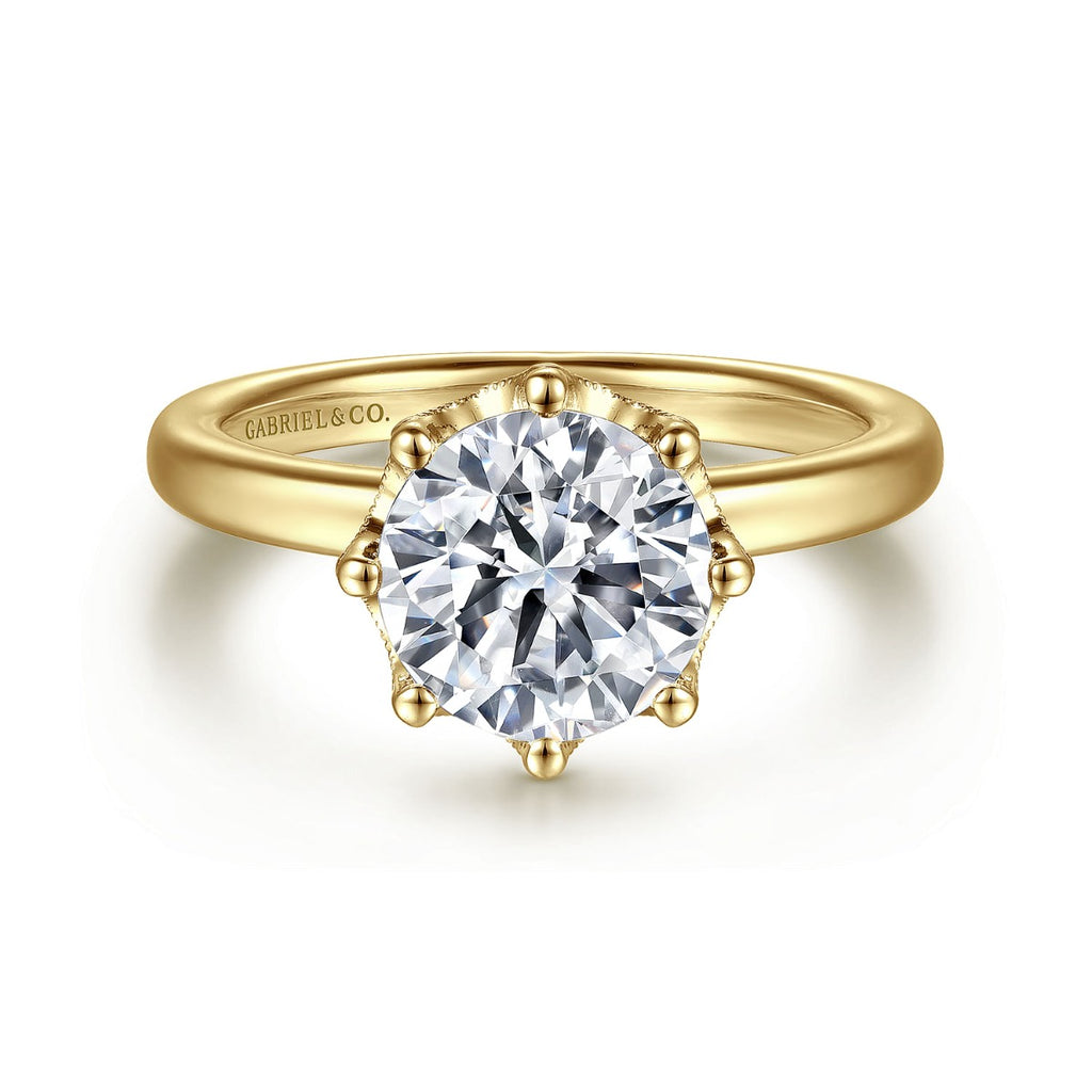 Liona - 14K Yellow Gold Round Solitaire Semi-Mount Ring