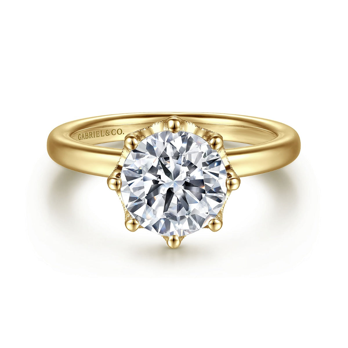 Liona - 14K Yellow Gold Round Solitaire Semi-Mount Ring