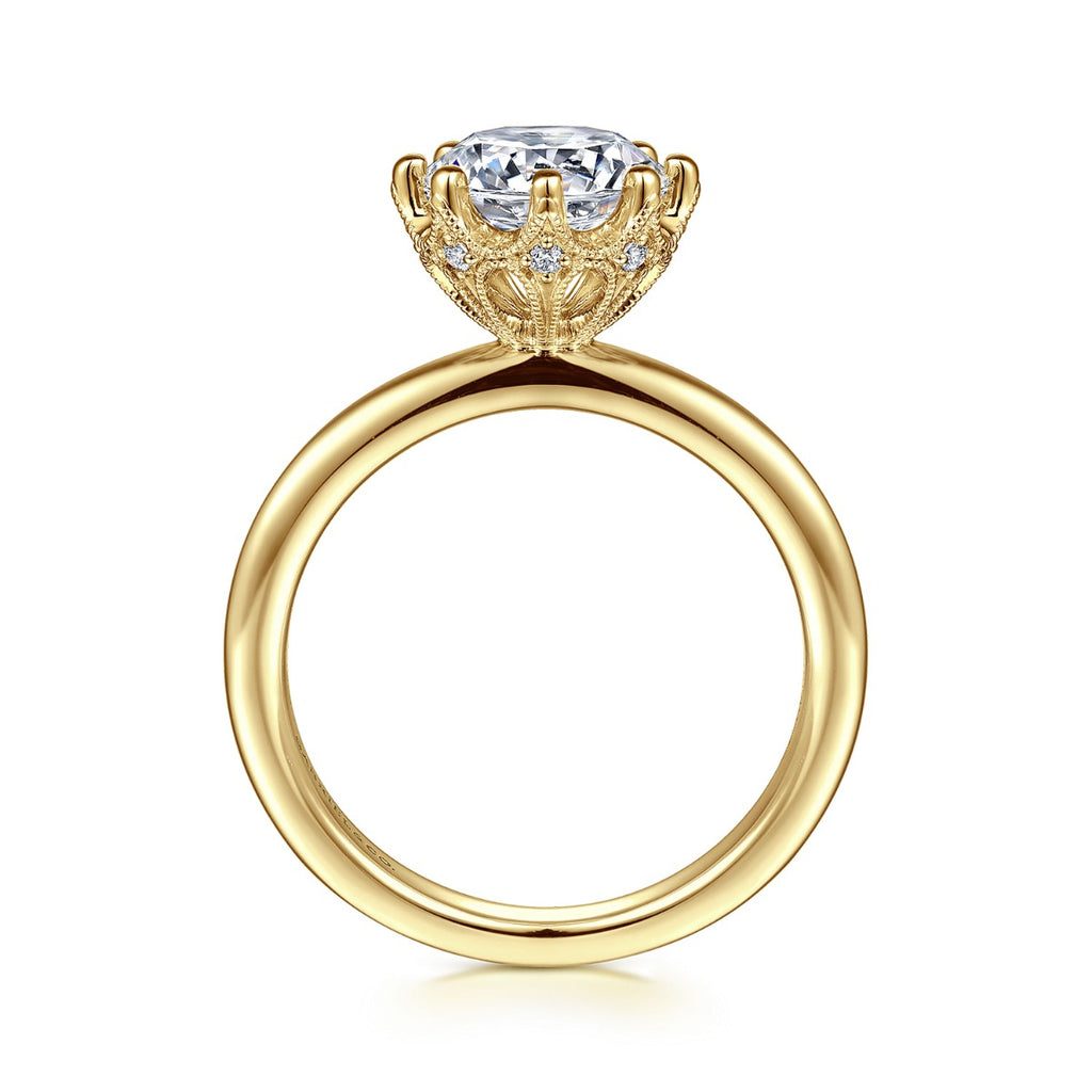 Liona - 14K Yellow Gold Round Solitaire Semi-Mount Ring