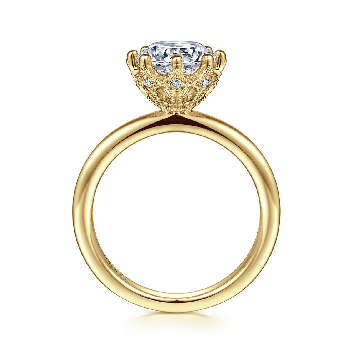 Liona - 14K Yellow Gold Round Solitaire Semi-Mount Ring