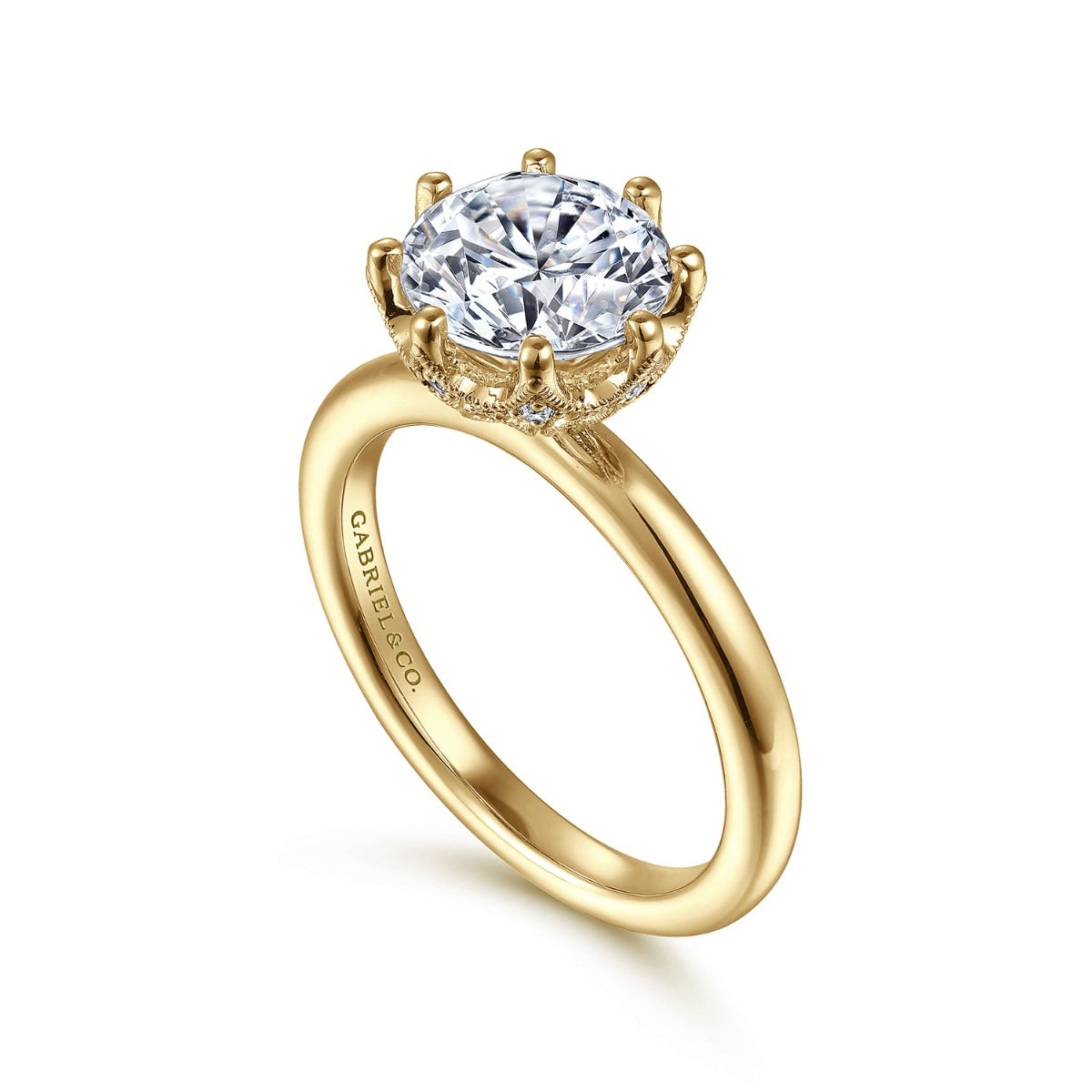 Liona - 14K Yellow Gold Round Solitaire Semi-Mount Ring