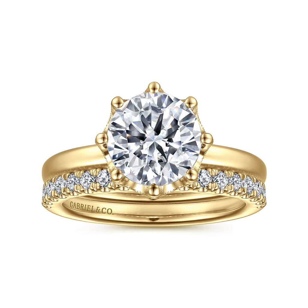 Liona - 14K Yellow Gold Round Solitaire Semi-Mount Ring