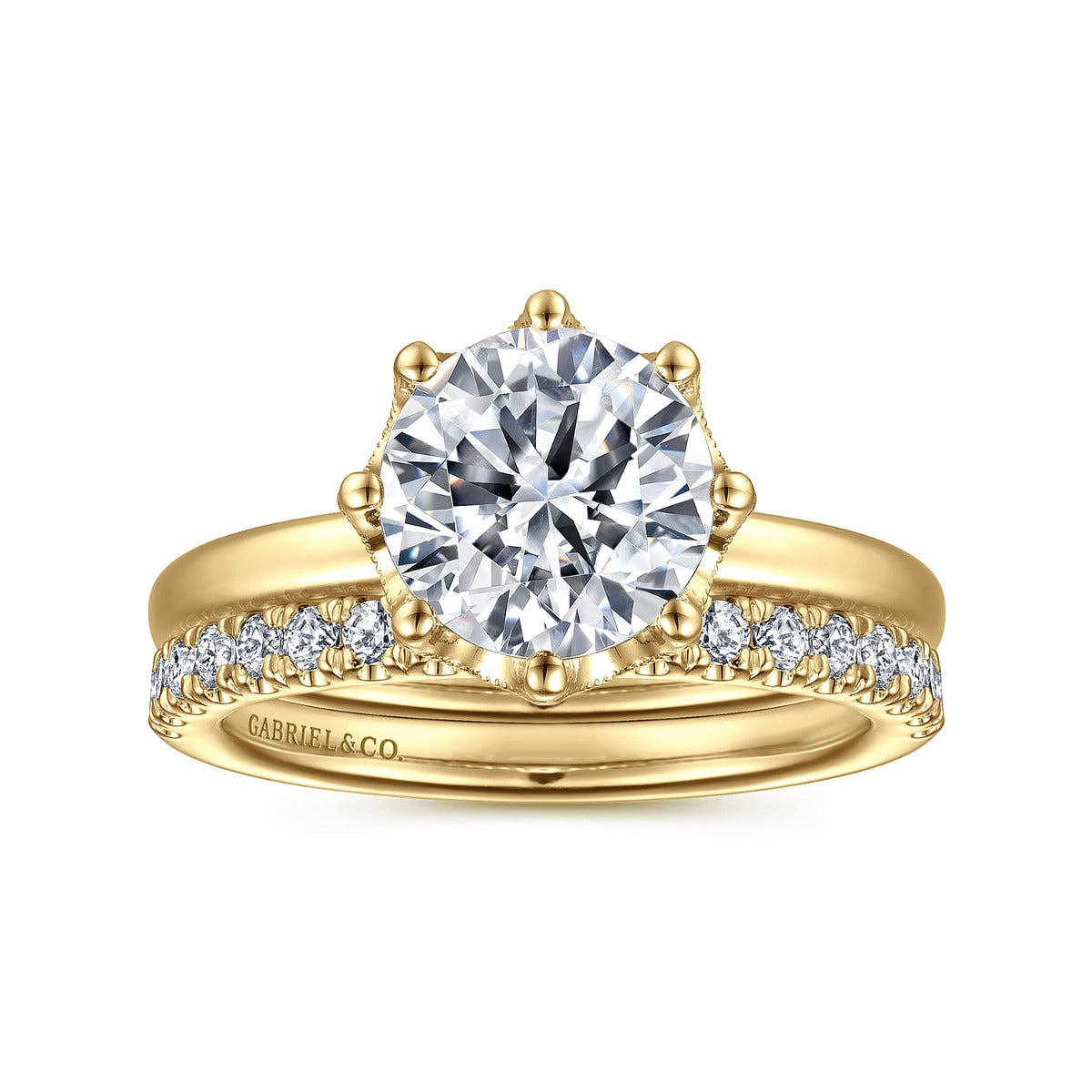 Liona - 14K Yellow Gold Round Solitaire Semi-Mount Ring