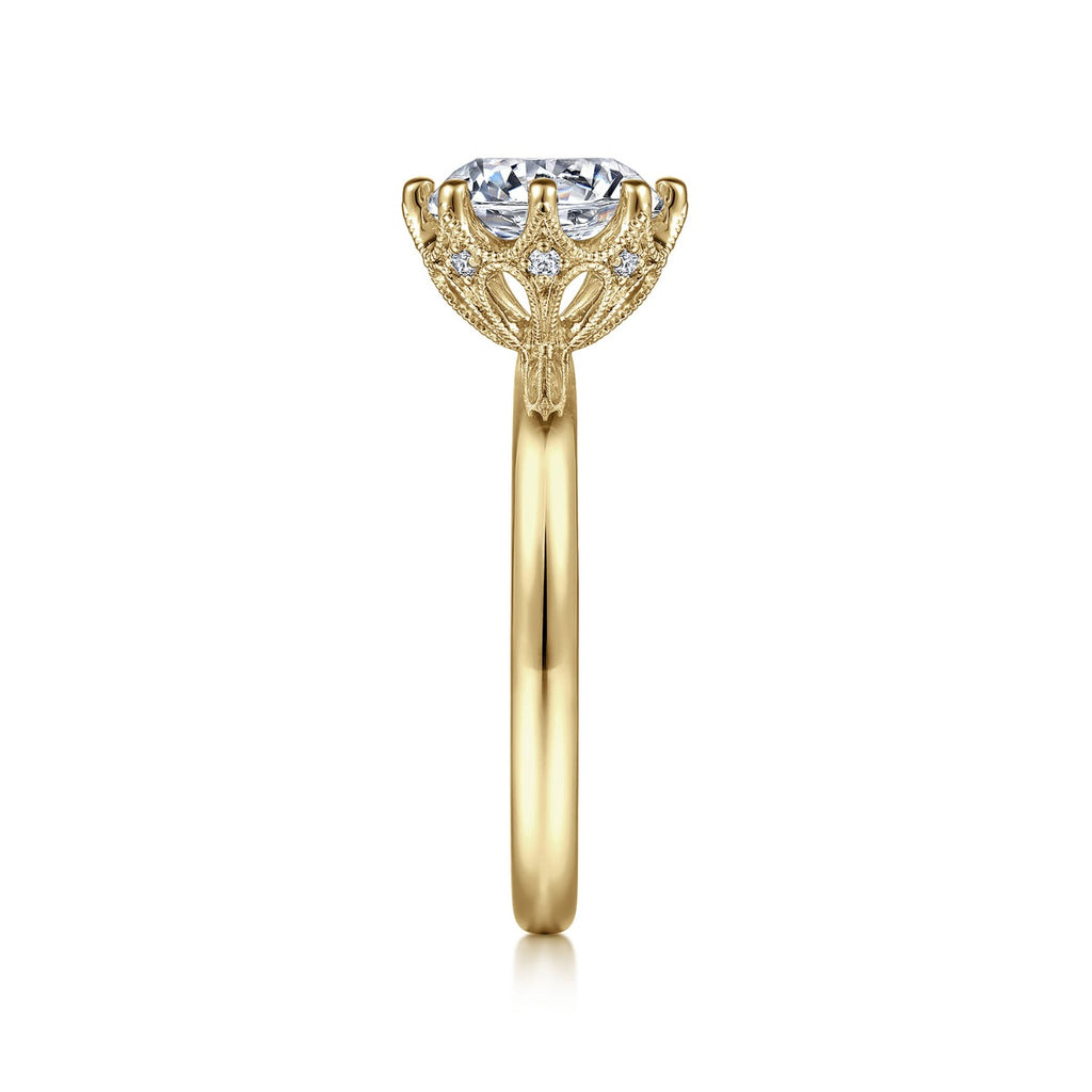 Liona - 14K Yellow Gold Round Solitaire Semi-Mount Ring