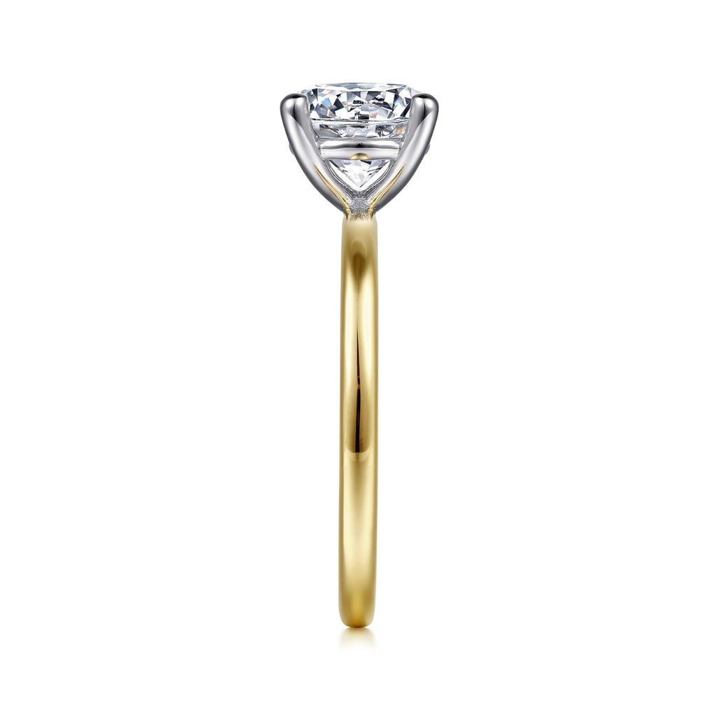 Evelina - 14K White-Yellow Gold Round Solitaire Diamond Engagement Ring