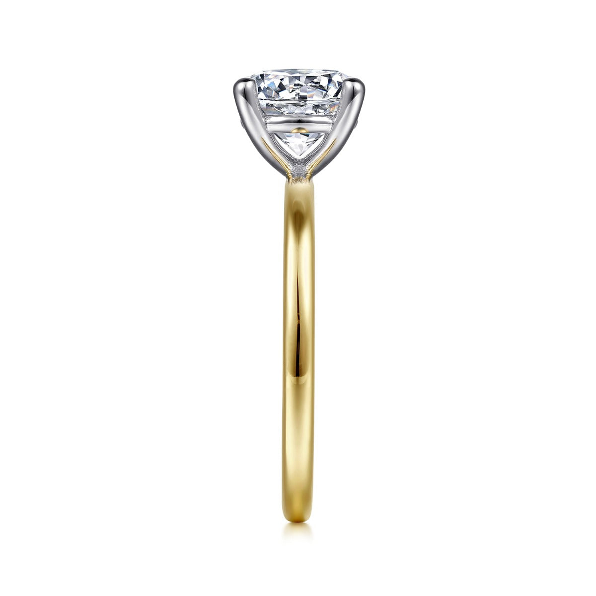 Evelina - 14K White-Yellow Gold Round Solitaire Diamond Engagement Ring
