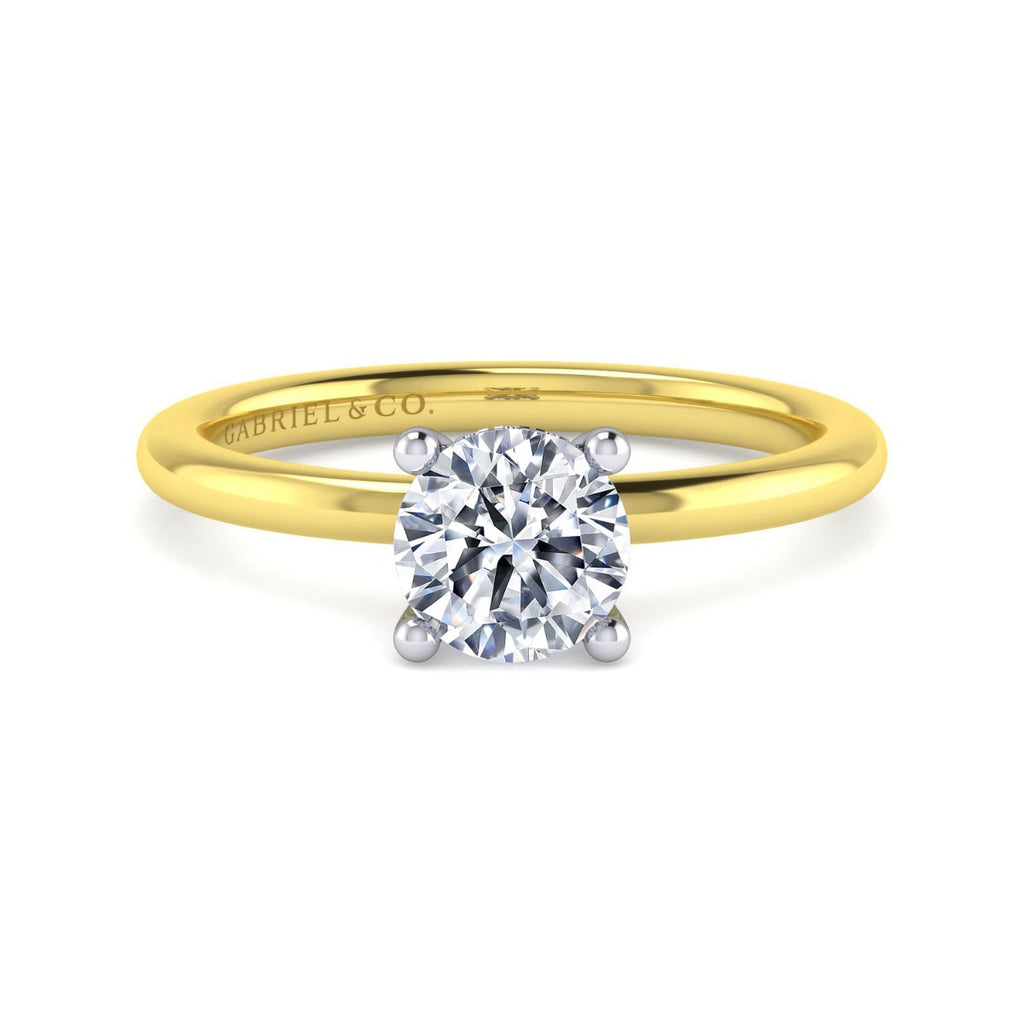 Ady - 14K White-Yellow Gold Hidden Halo Round Semi-Mount Ring