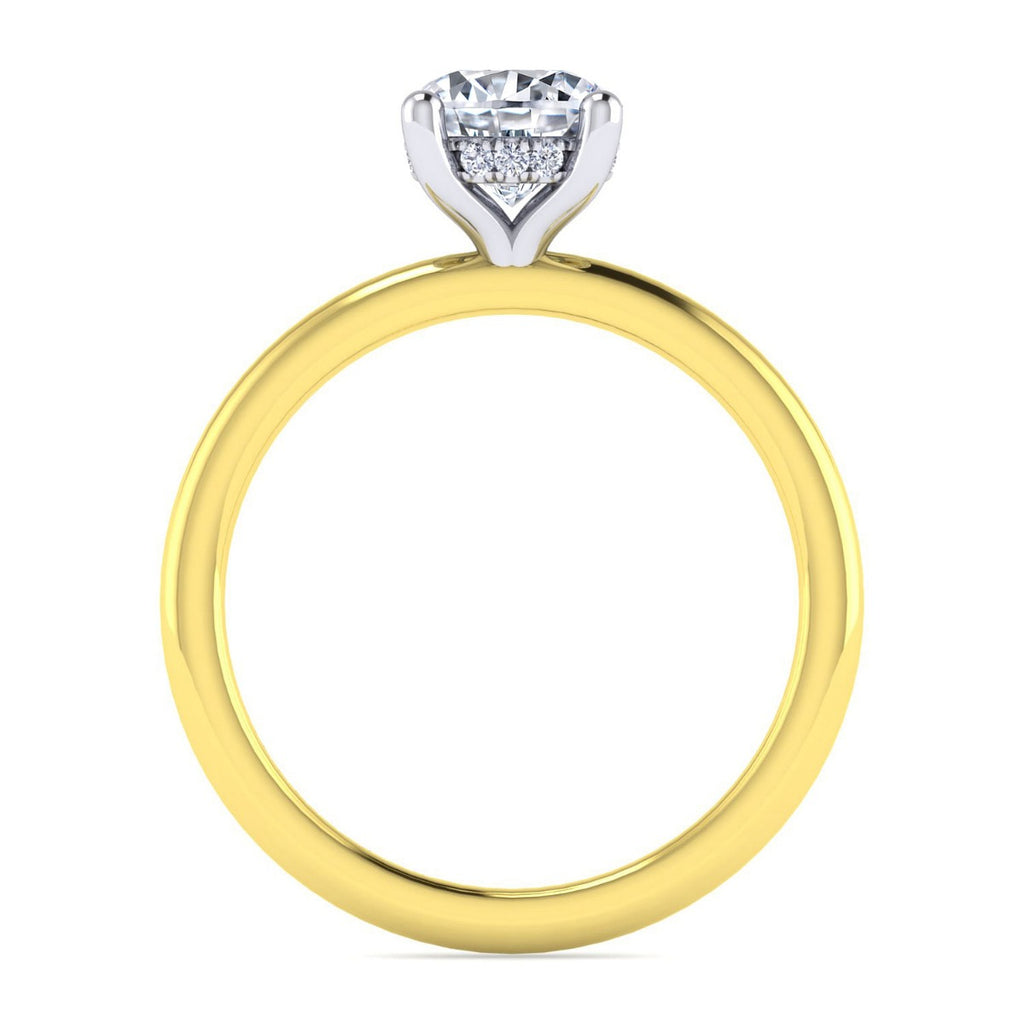 Ady - 14K White-Yellow Gold Hidden Halo Round Semi-Mount Ring