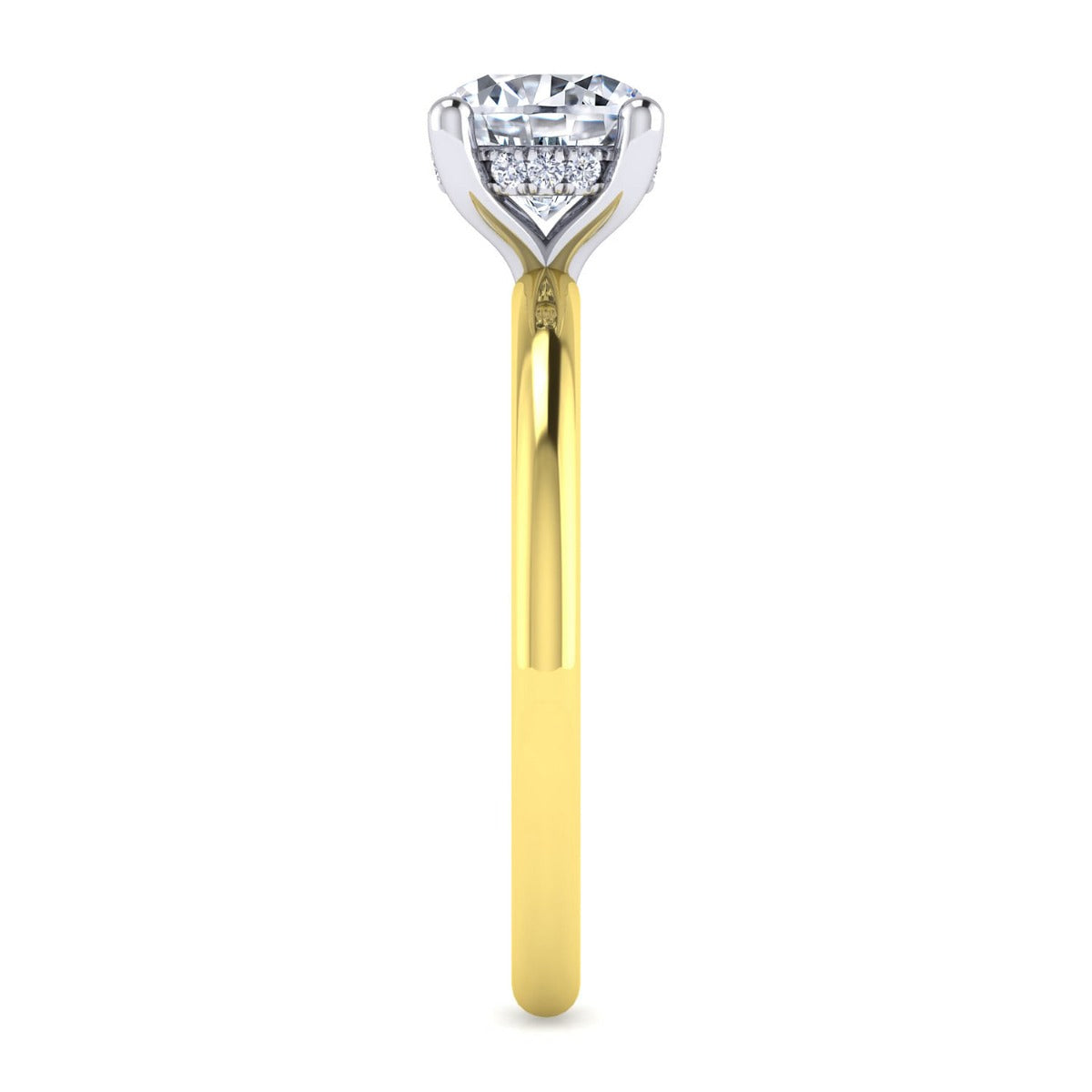 Ady - 14K White-Yellow Gold Hidden Halo Round Semi-Mount Ring